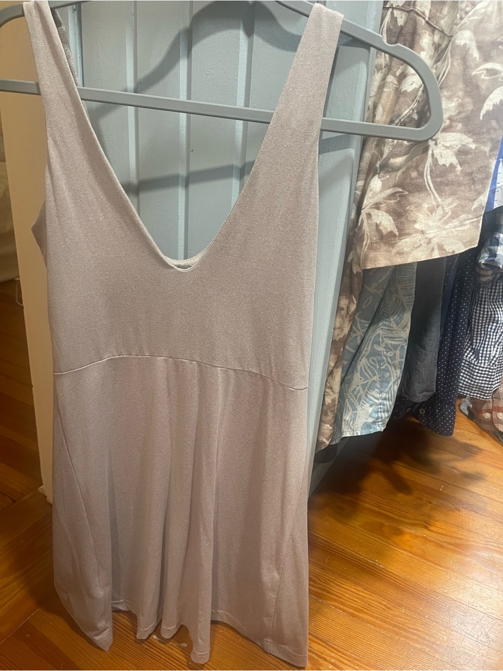 Varley Oatmeal Scoop-Neck Mini Dress
